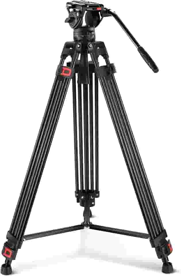 Tripé de Vídeo Profissional Neewer Cabeça Fluida 360°, Altura Ajustável 35'' a 74'', Placa QR Compatível com DJI e Manfrotto, Capacidade 8kg