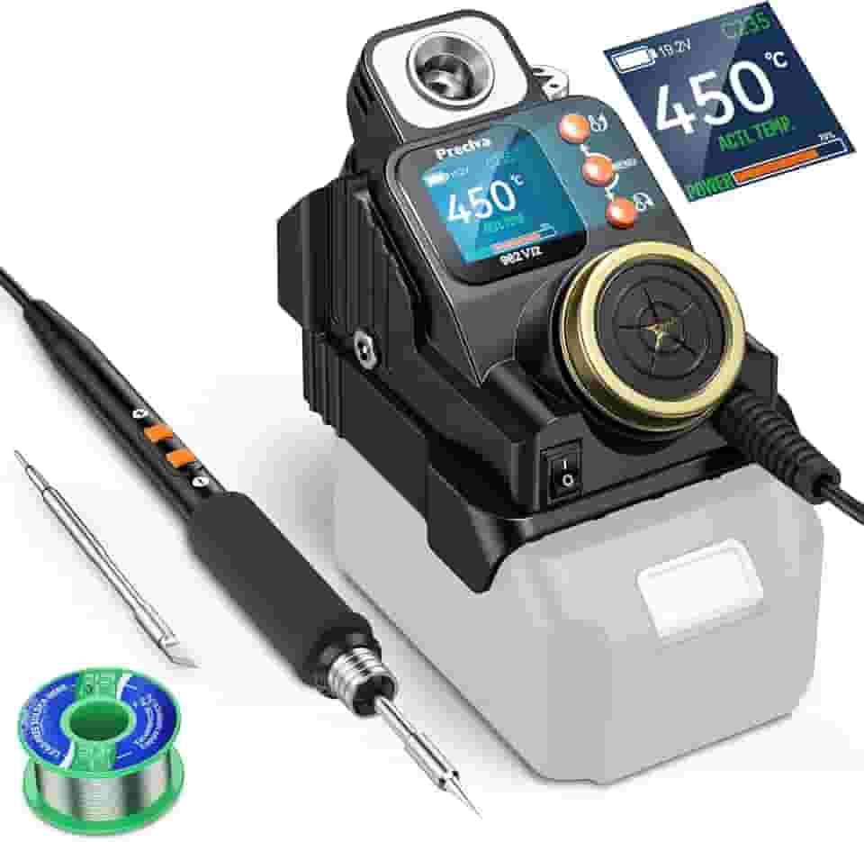Preciva Estação De Ferro De Solda Sem Fio Para Bateria Dewalt 18-20 V - Display Lcd, Aquecimento Rápido, Temperatura Ajustável, Conversão °C/ºf, Piscina De Escória Removível, Espera De 0-8 Minutos