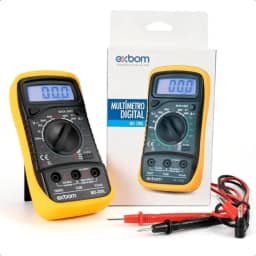 Multímetro Digital Profissional Portátil Automático com Iluminação - Corrente Ac - Dc Tensão 200M~600V - Acompanha Bateria 9V e 2 Pontas de Prova Teste Bipe (AMARELO)