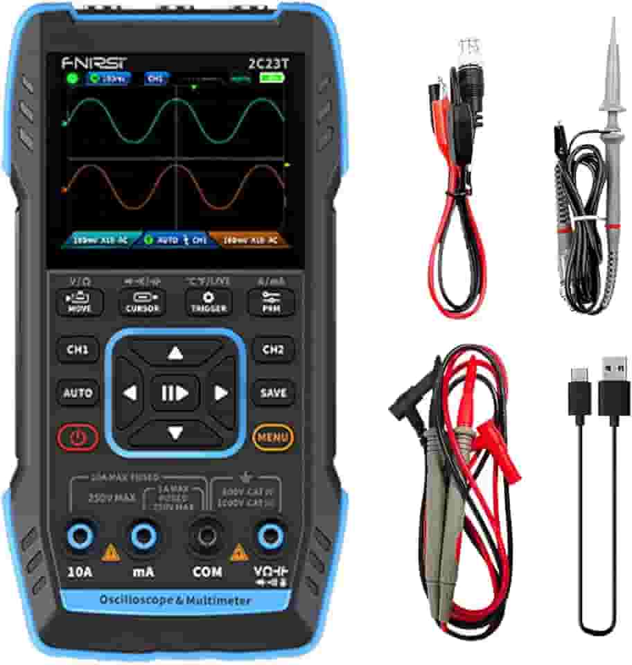 2C23T Multímetro Osciloscópio Digital Portátil + Gerador de Sinal de Função Mais recente Gerador de Sinal de Osciloscópio de Canal Duplo 3IN1 10MHZ * 2 50MS/s