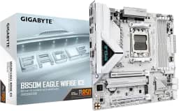 GIGABYTE Placa-mãe B850M Eagle WIFI6E ICE AMD AM5, M-ATX, DDR5, 2X M.2, PCIe 5.0, USB-C, USB 3.2 Gen 2, WIFI6E, LAN 2.5GbE, EZ-Latch, Wi-Fi EZ-Plug