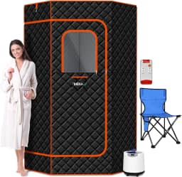 iTHERAU XL Sauna Portátil para Casa, Tenda de Sauna a Vapor Sala de Sauna Pessoal de Corpo Inteiro com Vaporizador 3L 1200w, Controlo Remoto, 9 Níveis de Calor, Temporizador de 90 Mins, Cadeira