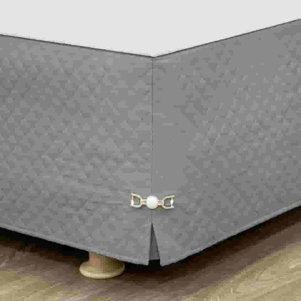 Saia para Cama Box Queen Matelada com Pingente - Cinza (Cinza, Queen)