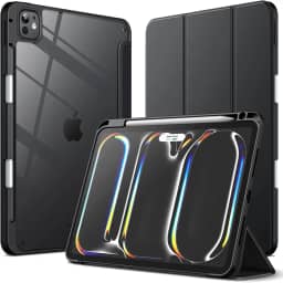 JETech Capa para iPad Pro 11 Polegadas M5/M4 (2025/2024) 6ª/5ª Geração com Porta-Pencil, Capa Traseira Claro e Transparente, Suporte Fino, Capa para Tablet À Prova de Choque (Preto)