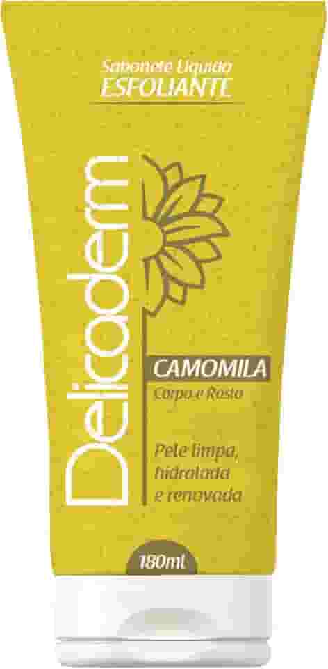 Delicaderm, Sabonete Líquido Esfoliante, Aroma Camomila, 180 ml, Amarelo