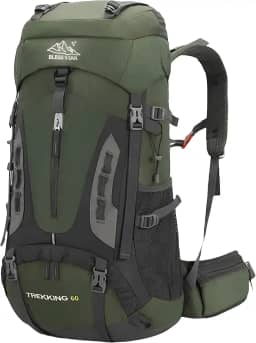 Mochila Bless star Trilha Camping Caminhada Viagem Montanhismo Alpinismo Mochilão Grande Cargueira Trekking Masculina Feminina Com Capa de Chuva 60L Verde