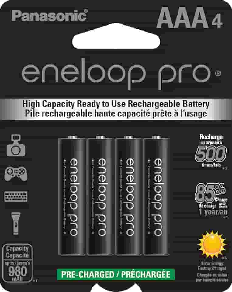 Panasonic BK-4HCCA4BA eneloop pro AAA baterias recarregáveis Ni-MH de alta capacidade, pacote com 4 baterias