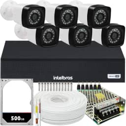 Kit Dvr Intelbras 8 Canais H.265 6 Câmeras Full Hd 20 Metros