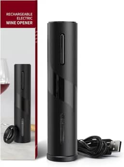 MAGDEN Abridor de vinho elétrico, abridor de garrafa de vinho recarregável, saca-rolhas automático sem fio com cortador de folha, cabo de carregamento USB, indicador de luz LED, ideia de presente para
