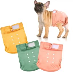 wegreeco Fraldas para cães Frenchie fêmeas sem furo na cauda, fraldas laváveis para animais de estimação buldogue francês para período de calor, fraldas reutilizáveis para cães para cães (Morandi-HLF
