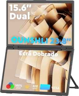 Extensor de tela de laptop triplo, 15,6" 1080P FHD IPS dobrável empilhado monitor portátil, 180 ° de rotação, USB C Travel Extended Computer Display w/VESA, Plug & Play para PCs (Wins/Mac)