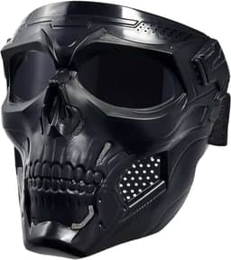 Máscara Facial De Caveira, Rosto Inteiro, Máscara De Motocicleta, Máscara De Airsoft, Máscara Tática, Máscara De Paintball Para Homens E Mulheres (Skullblack)