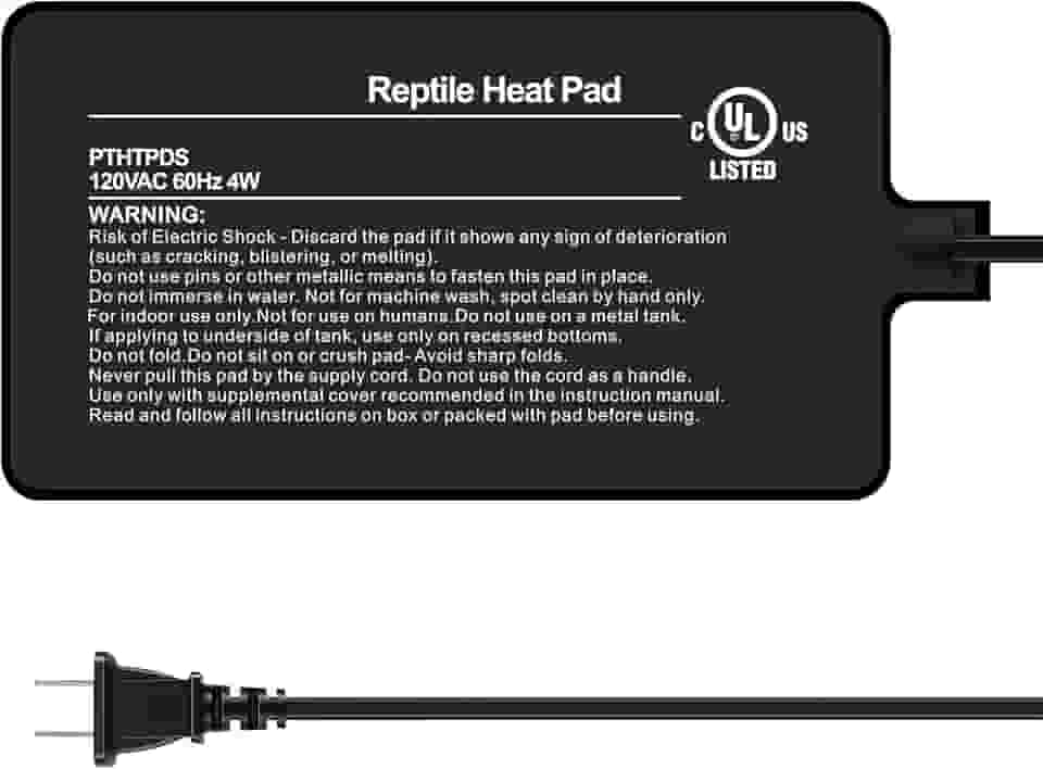 Simple Deluxe Almofada de aquecimento para répteis de 10 x 17 cm, 4 W, tapete elétrico para terrário, à prova d'água para tartarugas, lagartos, sapos e outros répteis