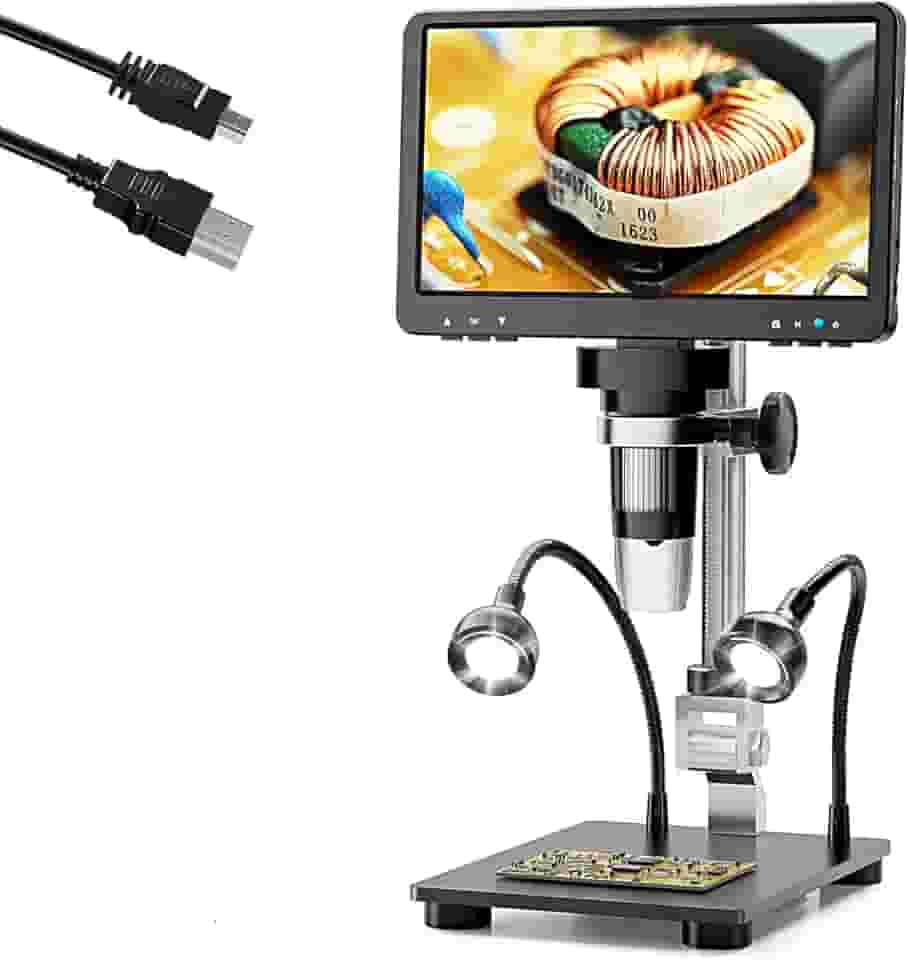 Microscópio Digital LCD 1200X, Microscópio de Moeda 1080P com Sensor de Câmera de 12MP, Microscópio de Vídeo 1080P, Câmera de Microscópio Estéreo USB (7'')