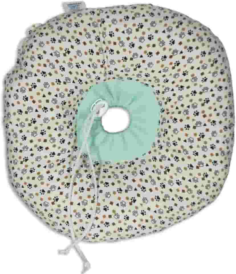 Colar Almofada Elizabetano Pets Ajustável Confortável para Recuperação Pós Cirúrgico Cães e Gatos (Patinhas, M)