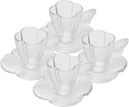 WOLFF - Conjunto 4 Xícaras de Chá de Vidro com Pires Butterfly 180ml
