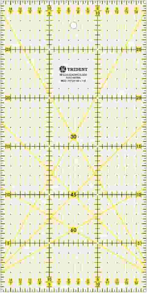 Régua para Patchwork, Escalas em mm, em Acrílico 3 mm – Trident, PT.300X150, Cristal 30 x 15 cm