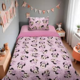 Edredom Estampado 1 Peça Portallar Disney Big Minnie/Rosa Cravo Solteiro