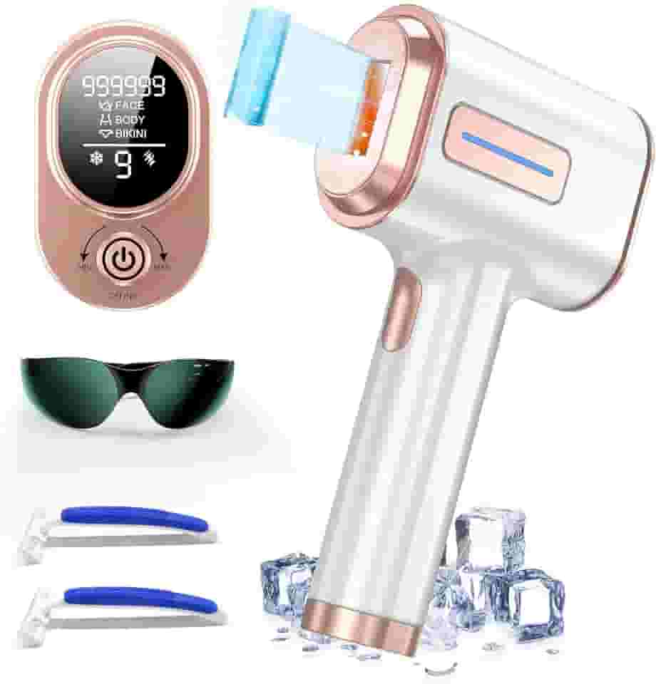 VivaEase Remoção de pelos a laser, 999.900+ Flashes Dispositivo de remoção de pelos IPL para mulheres e homens, remoção de pelos a laser indolor para resfriamento de gelo, removedor de pelos em casa