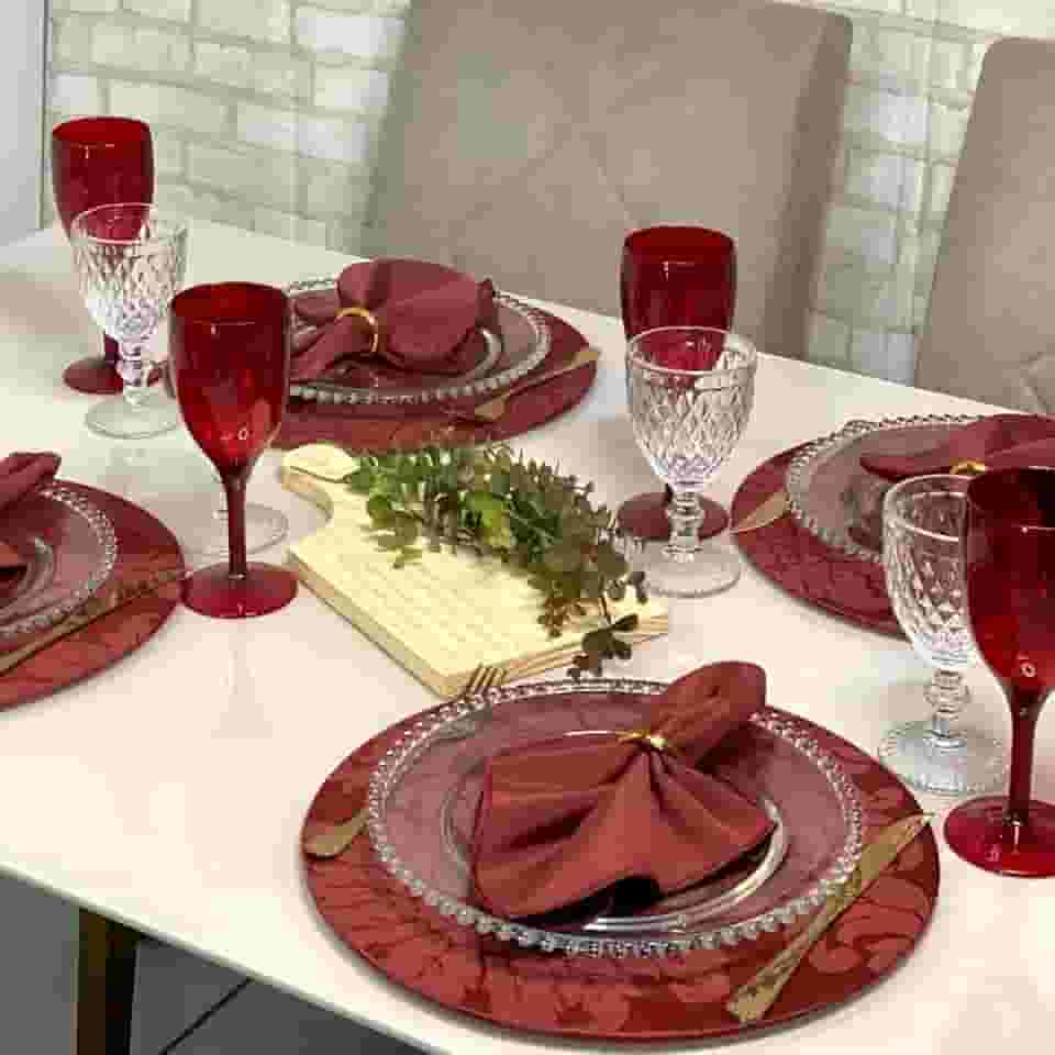 Sousplat completo Mesa posta Kit 6 lugares 35 cm MDF (119-Vinho)