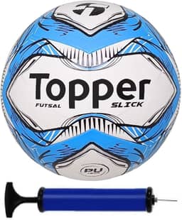 Bola Futsal Topper Slick Azul + Bomba De Ar