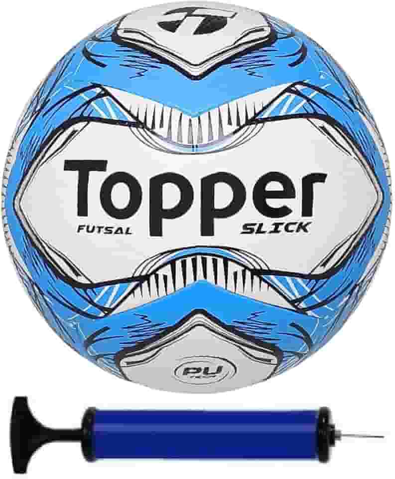 Bola Futsal Topper Slick Azul + Bomba De Ar