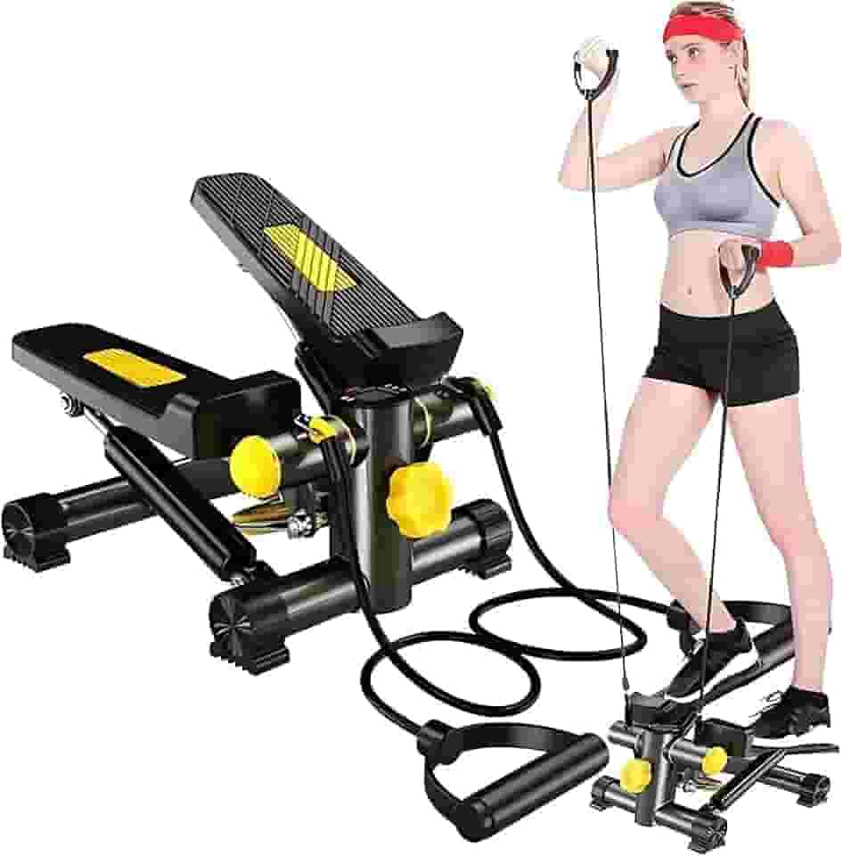 Kirk Mini Stepper Simulador de Caminhada Compacto, Contador Digital, com Elásticos Inclusos, para Fitness e Treino em Casa, Fortalecimento de Pernas, Glúteos e Queima de Calorias