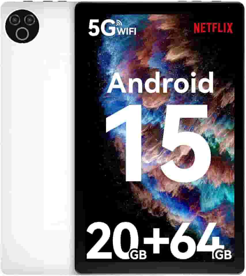 Tablet 10 polegadas Android 15 OS GMS Certified Tablets PC 1,8 GHz 5-Core 20 (3+17) GB RAM 64 GB ROM 1 TB expansível 1280x800 HD IPS tela sensível ao toque 5000 mAh WiFi 6 Bluetooth 5.4 câmera dupla
