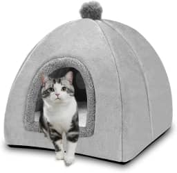 Cama para Gato, Casinha para Gato, Toca para Gatos, Cama Dobrável Lavável para Cães de Estimação, com Fácil Limpar Almofada Removível e Lavável