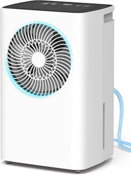 Desumidificador de Ar 6L/Dia com Controle Inteligente, Botão de Toque, Temporizador 24H, 2L Tanque, Drenagem Contínua ou Manual, Degelo Automático, Ideal para Casa e Escritório até 120m²