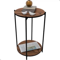 Mesa Lateral Redonda Articulada Estilo Industrial Tampo Mdf (Freijó)