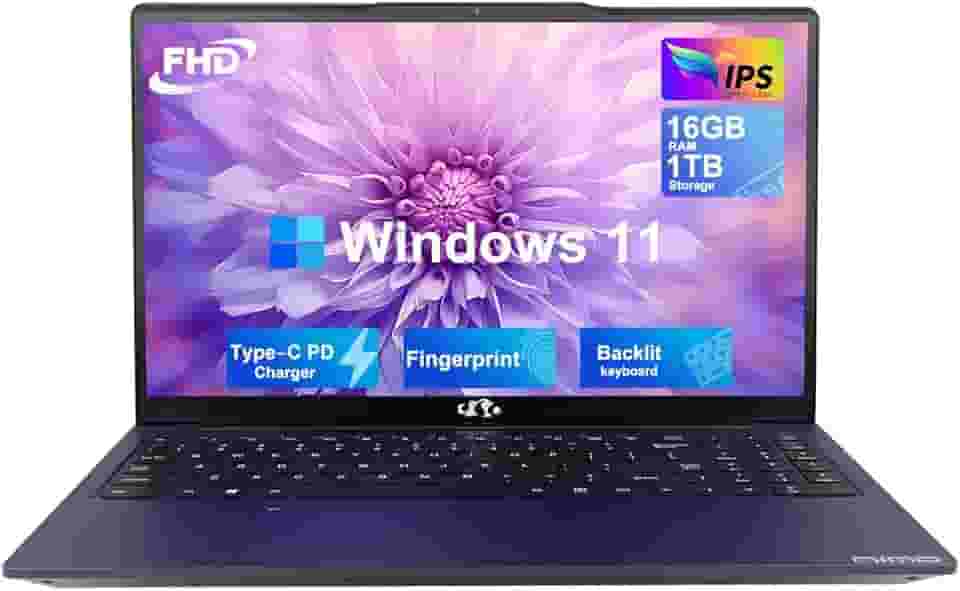 Laptop para estudante IPS 15,6 FHD IPS, Pentium N100 de 4 núcleos (Beat i3-1115G4, até 3,4 GHz), 16 GB de RAM, SSD de 1 TB, teclado retroiluminado, impressão digital, 2 anos de garantia, WiFi 6, Win