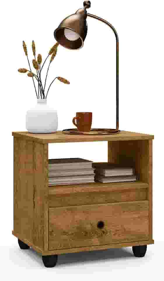 Mesa De Cabeceira Mudo Box Retro Com Gaveta Quarto Cama (Freijó)
