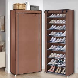 BEMMY Sapateira com Capas com 10 Níveis, Organizador de Prateleiras Altas para Sapatos, Organizador de Sapatos de Grande Capacidade e Economia de Espaço, Organizador de Sapatos Autônomo (Marrom)