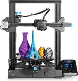 SainSmart Impressora 3D Oficial Creality Ender 3 V2, Impressora 3D Ender 3 Atualizada com Base de Vidro Carborundum, Placa-Mãe Silenciosa e Fonte de Alimentação Meanwell, Volume de Construção 220 X 22