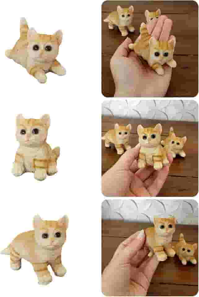 Kit 3 Mini Gatinhos em Resina Decoração Casa Escritório Presente Amantes de Gatos