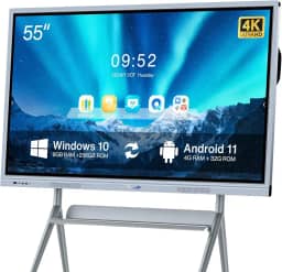 JYXCN Hub de colaboração de placa inteligente, tela digital interativa de 55 polegadas com tela sensível ao toque 4K e sistema duplo, Smartboard eletrônico para sala de aula, escritório, casa (suporte