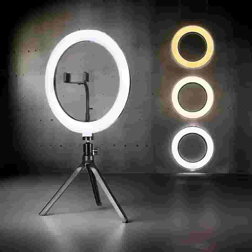 Ring Light Iluminador LED, Com Tripé E Suporte Para Celular Universal Selfie, Premium, Marca VARENZIA