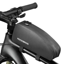 ROCKBROS Bolsa de quadro de bicicleta de tubo superior – impermeável, dois bolsos com zíper, bolsa para bicicletas