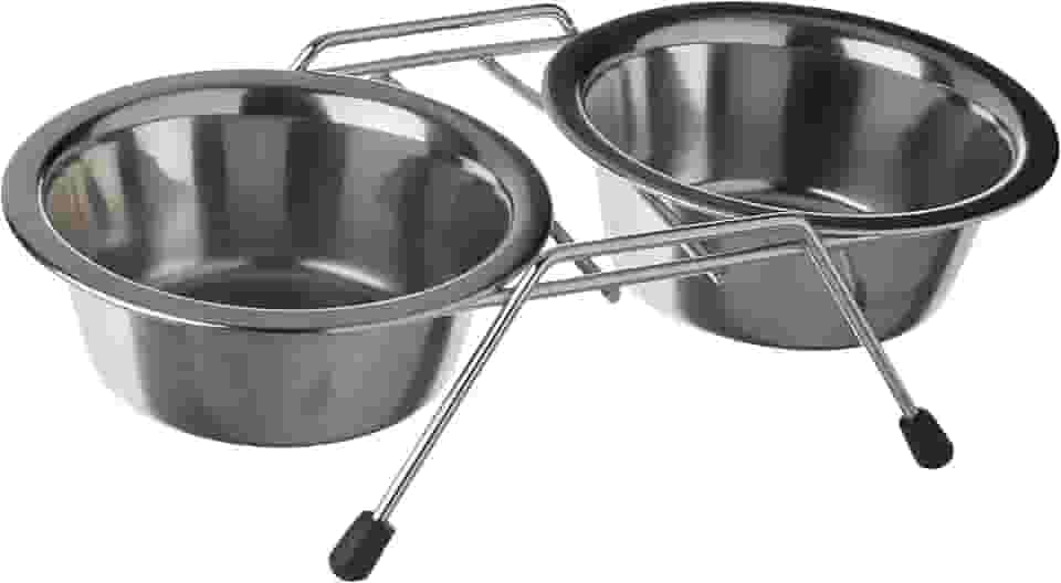 Chalesco Comedouro Duplo para Cães Cromado 240 ml