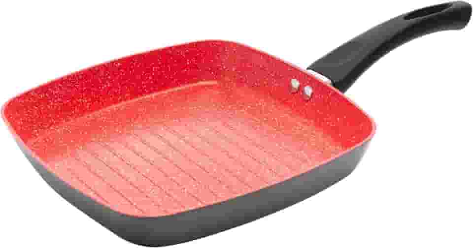 LYOR - Bistequeira de Indução em Alumínio com Revestimento Cerâmico Vermelha 24cm