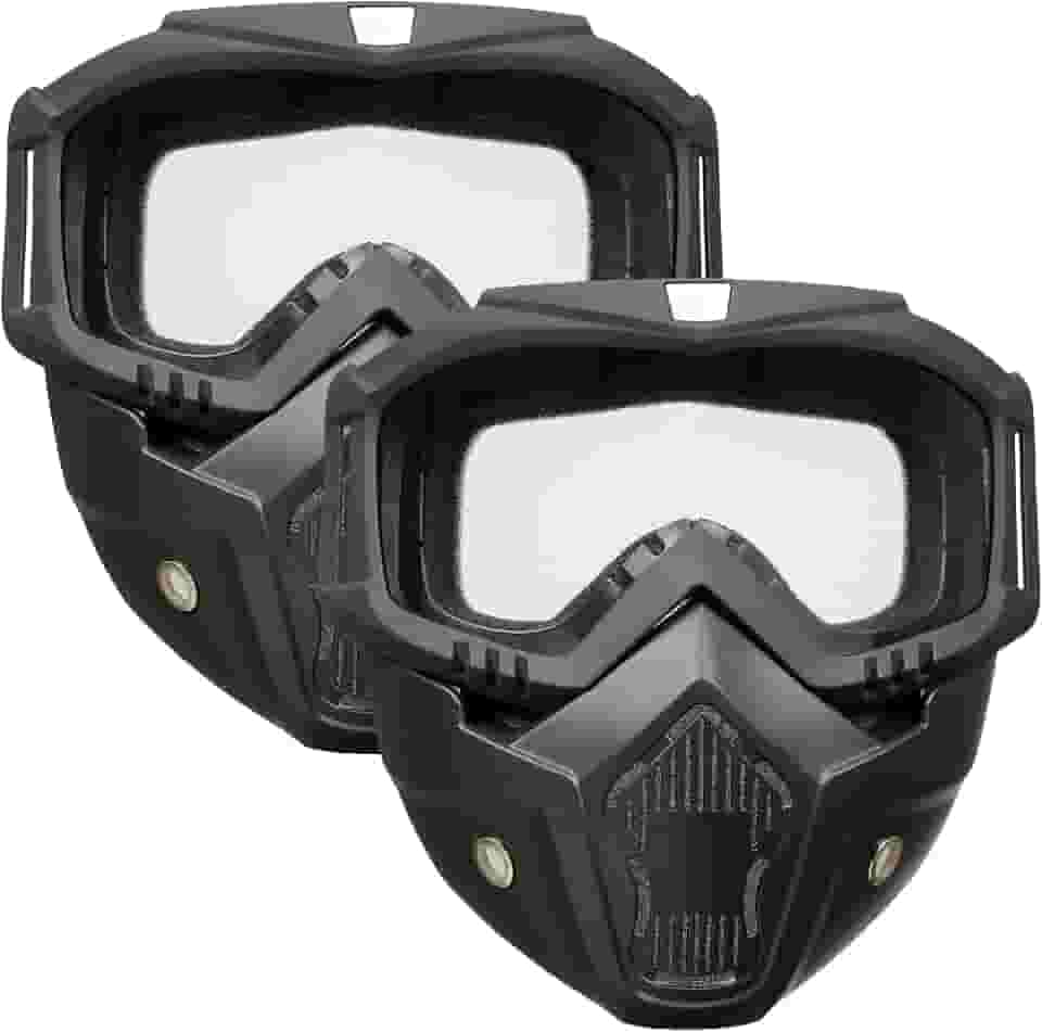 Pacote Com 2 Máscaras De Airsoft, Rosto Inteiro, Máscara Tática, Óculos De Proteção Para Capacete De Motocicleta Com Máscara Facial Removível Para Homens E Mulheres