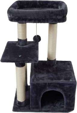 FISH&NAP US11YH Árvore Gato Torre Gato Condomínio de Gatos Arranhador de Sisal com Plataforma de Saltar Móveis Gatos Centro de Atividades Casa de Brinquedo Cinza Esfumaçado