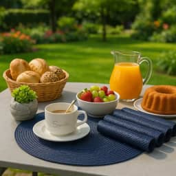 Kit Jogo Americano 6 Unidades Redondo 38cm Mesa Posta Elegante Souplast Jantar Cozinha (AZUL ESCURO 6 unid)