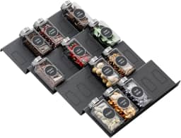 Famhap organizador de gaveta de temperos, 4 camadas expansíveis de 11,6' a 23,2' inserção de bandeja de tempero para gavetas de cozinha, bandeja de tempero para gaveta/bancada