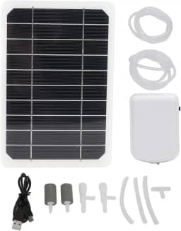 Aerador solar para lagoa, bomba de ar solar, 2000 mAh, recarregável, baixo ruído, à prova de água, oxigenador solar para lagoas, 2 pedras de ar para aquários, lagoa, aquário, hidropônico, oxigenador