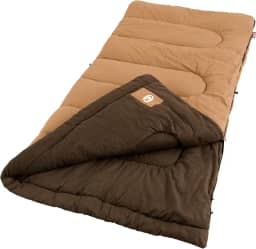 Coleman Saco de dormir Dunnock Big 'n Tall de 6,7 °C, saco de dormir para clima frio serve para adultos de até 1,8 m e 10 cm, lavável na máquina, forro de flanela