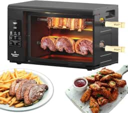 Brazilian Flame Forno Elétrico Rotativo Rotativo - Série Volta, Grelha Vertical De Bancada Com Espetos Giratórios Automáticos Para Frango, Carne E Kebab, Visor Digital E Temperatura Ajustável, Capac