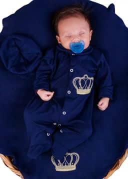 Saída Maternidade Menino 04 Peças Coroa Marinho