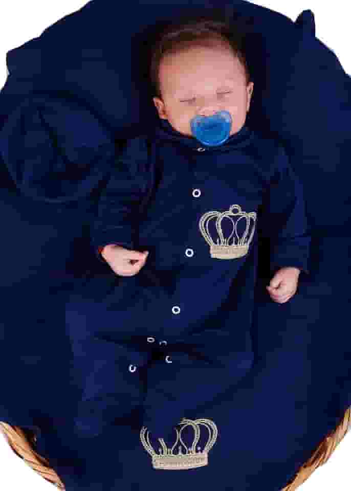 Saída Maternidade Menino 04 Peças Coroa Marinho